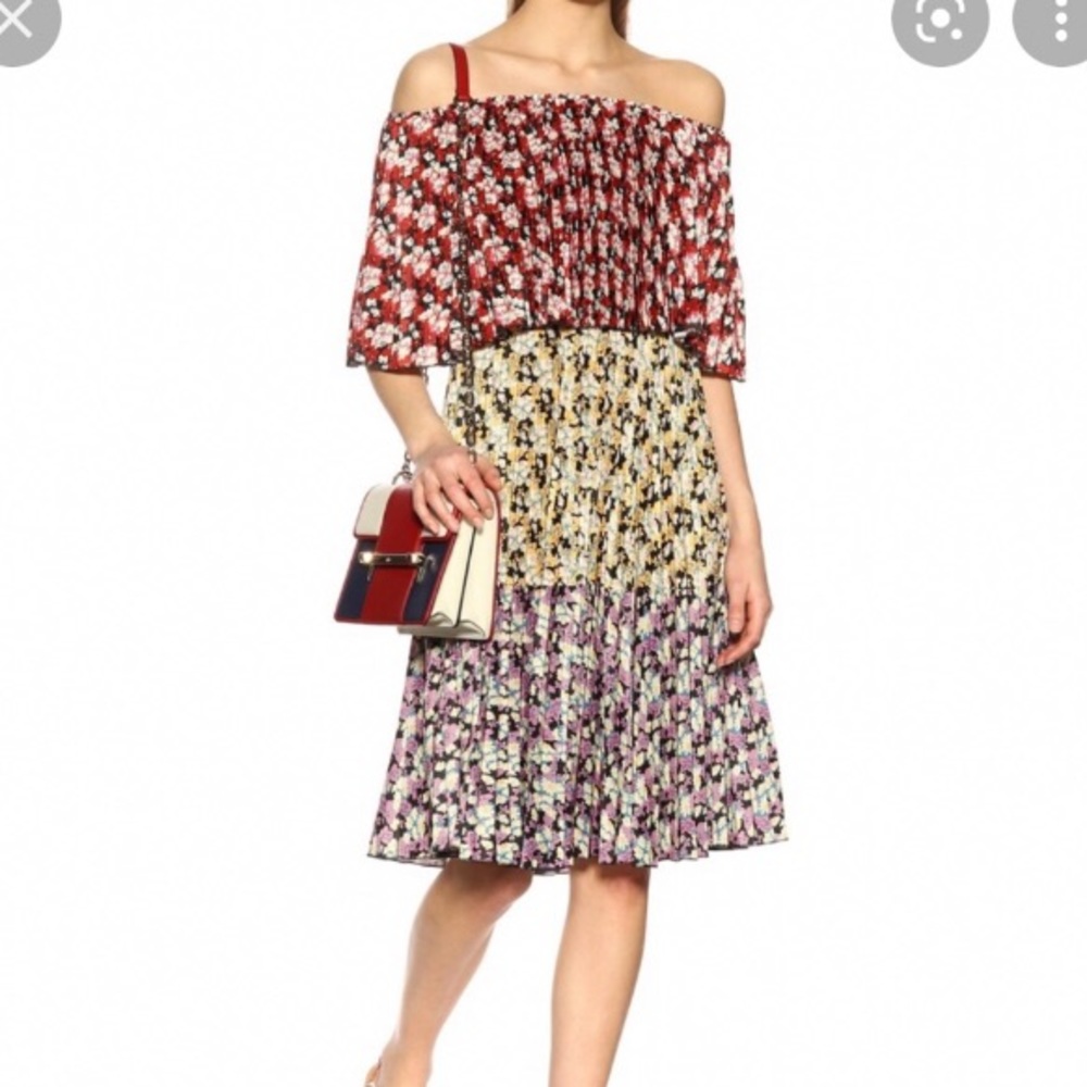 NWT Valentino pleated floral print off shoulder dress
